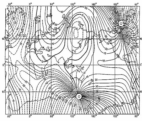 Двуглавость северного и многоточечность южного магнитного полюса Земли